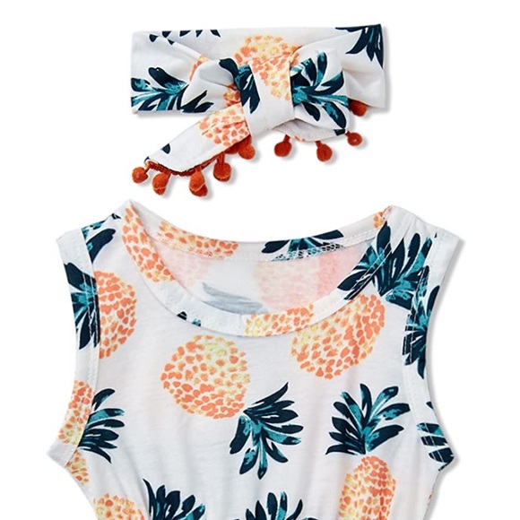 🆕! Pineapple and Fringe Baby Romper & Headband - Picture 5 of 8